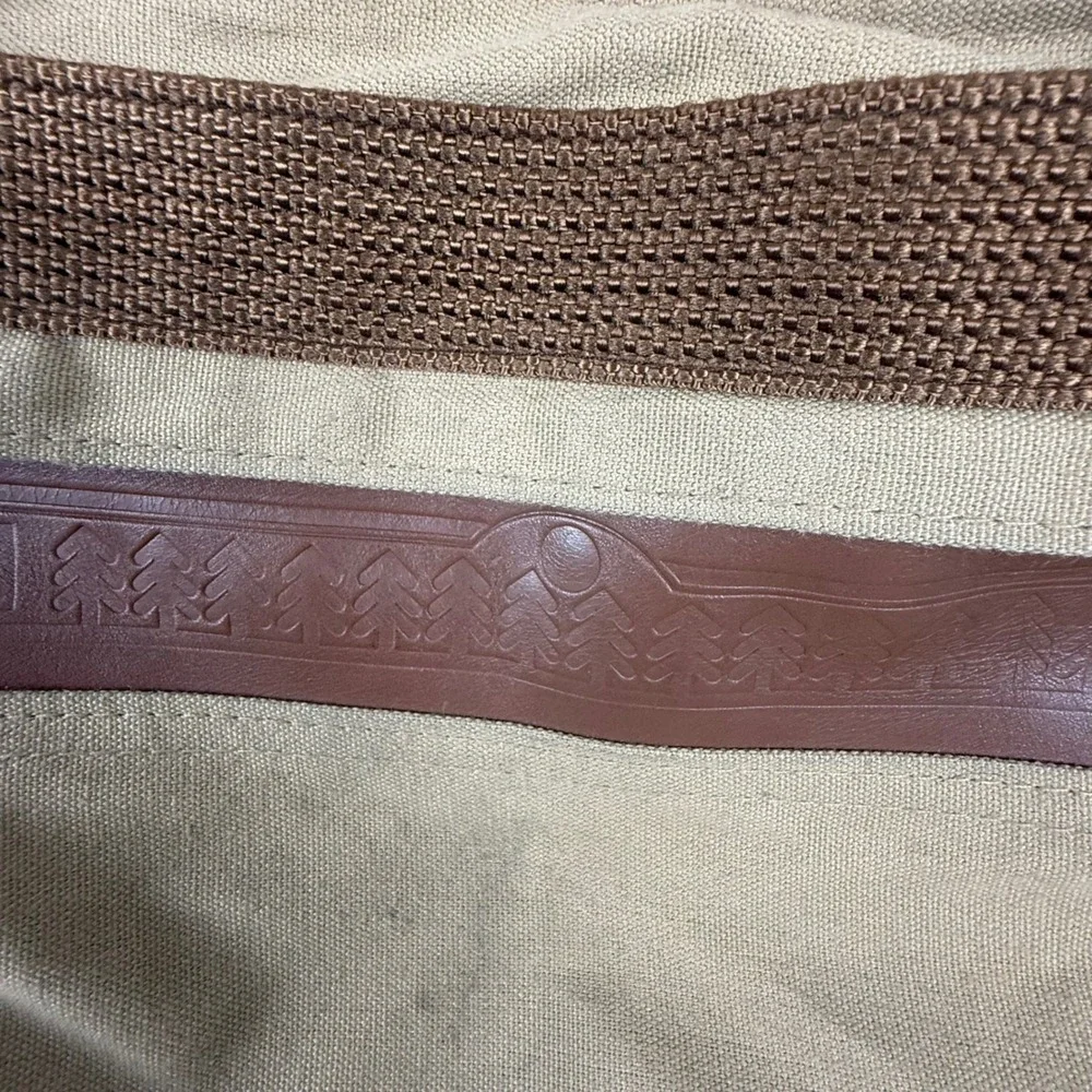 Eddie Bauer Ford Duffel Bag Tan Canvas Travel Gym Weekender‎ Luggage Pocket